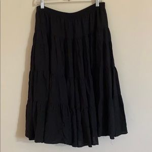 H&M Flowy Boho Tiered Black Skirt Size Large